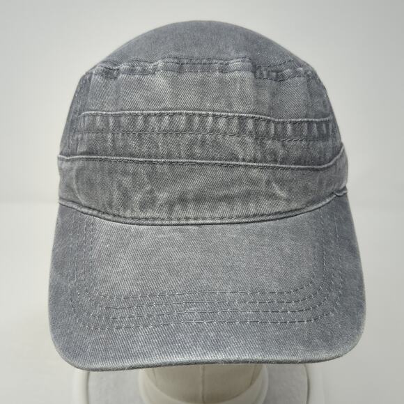 Unbranded Slideback Cadet Army Cap Gray One Size Adjustable Lightweight Cotton - Picture 2 of 9